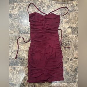 Windsor Red Ruched Bodycon Dress Spaghetti Strap